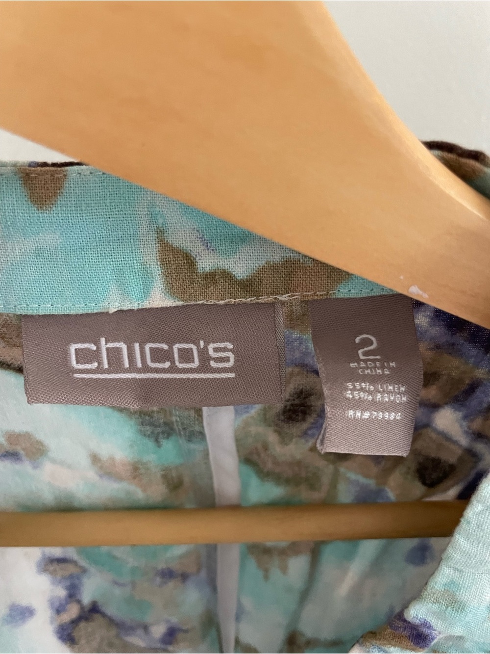 Chico's Aqua Multi Open-Front Printed Jacket - Picture 4 of 5